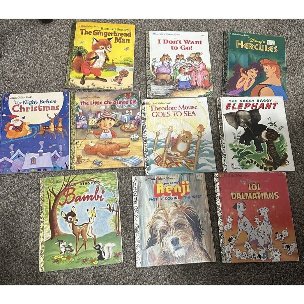 Little Golden Book Lot Of 10 Hercules Benji Theodore Mouse Gingerbread Man